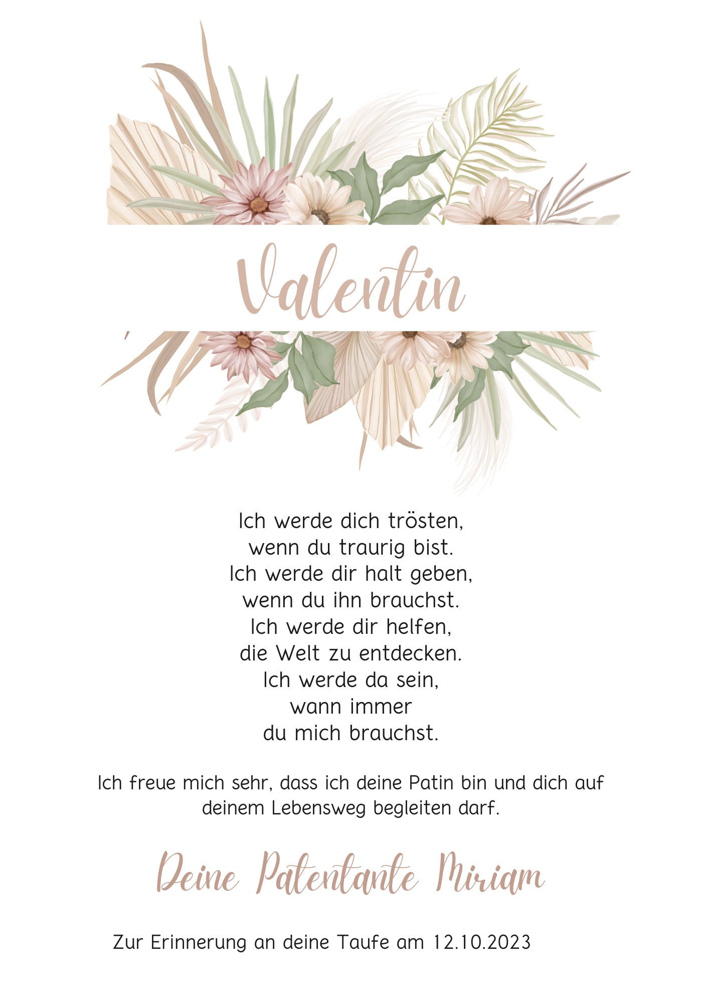 Patenbrief Blumen Natur